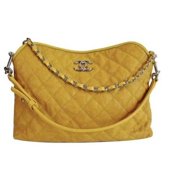 Chanel French Riviera Quilted CaviarLeather Hobo Bag Yellow (Pre-Owned) - Picture 3 of 14